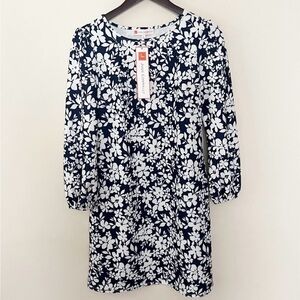 Jude Connally Chloe Shift Dress Navy/White Floating Flowers Small New With Tags